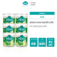 COMBO 6 JARS OF NIVA Cotton Swabs for Adults 200 AJ2 Paper Sticks