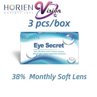 (3 pcs) Horien Eye Secret 38% Monthly Disposable Lens Clear Contact Lenses