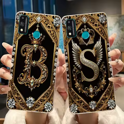 Cover For Huawei Honor 9X Lite Fashion Retro Initial Letter Couple Phone Case Honor9XLite Transparen