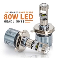 Oprah LED H7 H4 Car Headlight Bulb With Mini Projector Lens 80W H8/H9/H11 9005/9006 Caus Auto Led