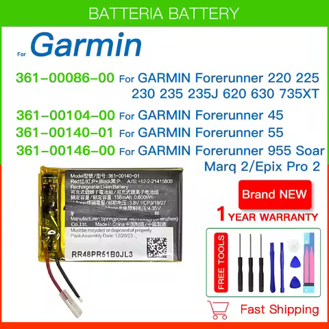 Battery 361-00086-00 for GARMIN Forerunner 220 225 230 235 361-00140-01 for Garmin Forerunner 55 For
