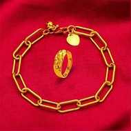 Emas 916 Original Lelong Gelang + Cincin Boleh Laras Gelang Tangan Perempuan Viral Murah Rantai Tang