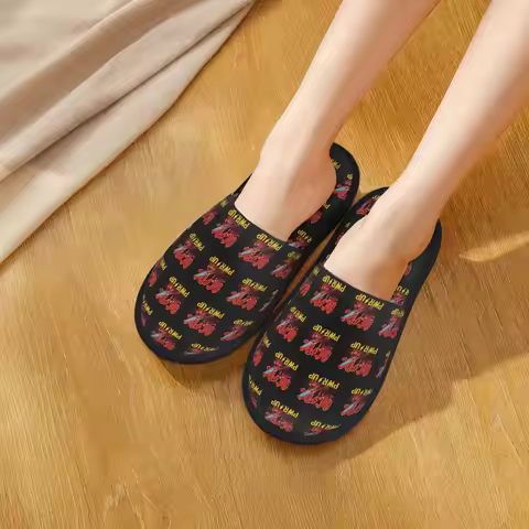 Custom Ac And Dc Power Up Rock Party (1) Slippers Memory Foam Warm Soft Women House Slipper Bedroom 