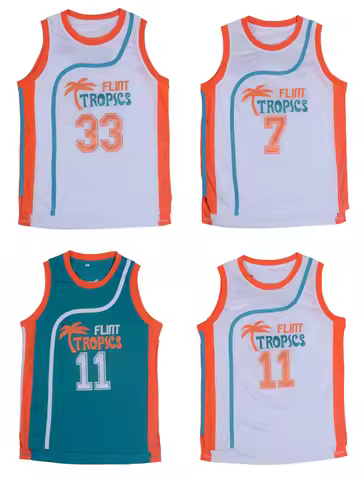 Movie Flint Tropics Coffee Black 7# Monix 11# Moon 33# Pro Basketball Jersey Cosplay