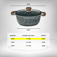 [K&I GERMANY] 20 24 28CM Die Cast Granite Non-Stick Casserole Cookware Pot With Lid/Periuk Batu Dgn 