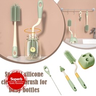 Baby Bottle Brush Baby Wash Bottle Brush Cleaning Set Straw Silicone Special Brush Brush Shelf Q0M9