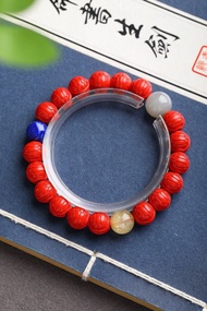 天然原礦硃砂精品紅砂富甲天下 富甲一方手鏈10mm含量95%以上