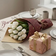 Bundle Deal 5s or 3s Floral Wrapper Blossom Speckled 58x58cm – for Bouquets & Presents