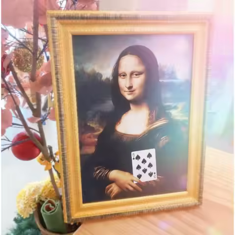 Large Mona Lisa Prophecy Magic Trick Prediction Painting Card Transformation Illusion Gimmick Prop f