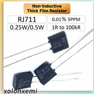 2PCS Non-inductive Metal Film Resistor RJ711 0.25W 0.5W 0.01% Sampling Resistance 10R 20R 30R 50R 75