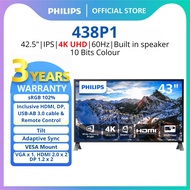 Philips 42.5" 438P1 4K UHD with MultiView MONITOR (UHD/ IPS/ 60Hz/ 5ms(GtG)/ SPEAKER/ VGA/ HDMI2.0/ 