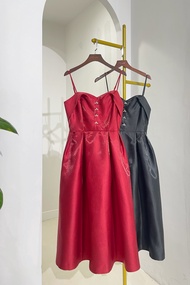 [Voucher 15% MOV 199K cap 100K Đầm dự tiệc HeraDG thiết kế 2 dây xếp ly xòe đính đá trang trí phần