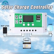 OPENMALL 10A/20A/30A 12V 24V Solar Charge Controller Lithium Battery LCD Display PWM r Dual USB Sola