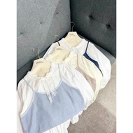 GBMJ BUTIK Emyra - Blouse 2-in-1 Layer KnitWanita + White Inner Ruffle Lace Long Sleeve Korean Style