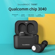 SoundMAGIC T60BT หูฟังไร้สาย True Wireless หูฟังบลูทูธพร้อมกล่องชาร์จ IPX6 หูฟังสเตอริโอกันน้ำในหูชุ