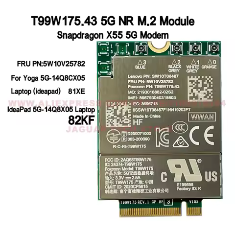 Free Ship 5G NR M.2 5G Card T99W175 T99W175.43 FRU 5W10V25782 X55 5G Modem for Yoga 5G-14Q8CX05 Idea
