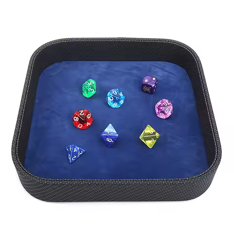 1Pcs Dice Cup Storage Box 20x20x3.9cm Blue Lint Box Red Dice Cup PU Dice Cup for D&D COC Role RPG DN