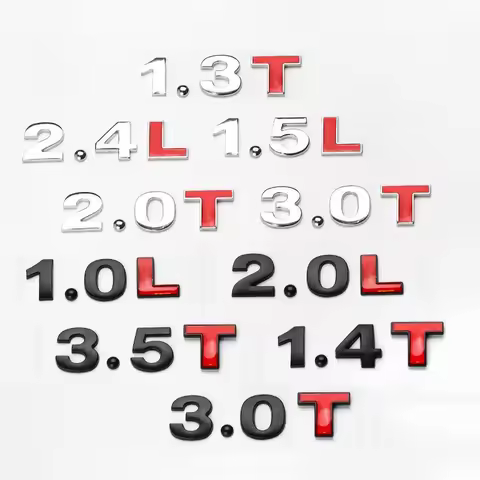 3D Metal Car Displacement Standard Rear Trunk Emblem Badge Sticker 1.0 1.2 1.4 1.6 1.8 2.0 2.5 2.8 3