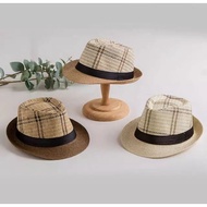 HITAM New style black ribbon striped Fedora hat