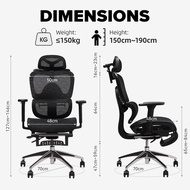 ♞MUSSO E600 PRO Ergonomic Chair 3D Handrail and Adjustable Headrest Gaming Chair with Adjustable Lu