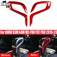 Red Carbon Fiber Gear Shift Knob Cover For BMW X3M X4M M5 F90 F97 F98 2019-23