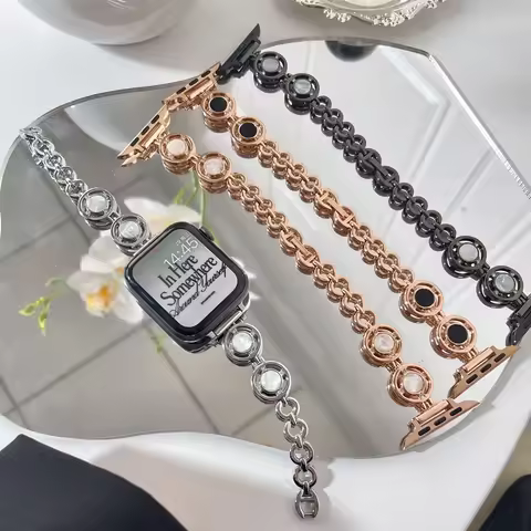 Luxury Elegant Round Apple Watch Band for Apple Watch 6 4 Se 7 Band 44mm 42mm 45mm 38/41 for Apple W