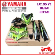 ( ORIGINAL HLY  ) COVER SET / BODY SET YAMAHA LC135 V1 HIJAU HITAM GREEN BLACK