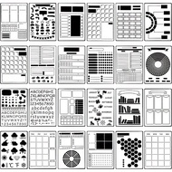 24pcs 4 Styles Plastic Template Set, Planner Bullet Journal Templates, DIY Calendar & Schedule Makin
