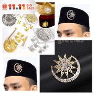 【Ready Stock】Ramadan Moon Star brooch women fashion accessories Moon Brooch Moon Star Dokoh Songkok Pin Brooch Tanjak Muslimin Dokoh Nikah Tunang Bulan Kerongsang Bulan Bintang