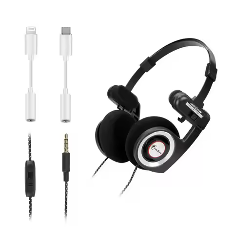 Farsoo Retro Wired Headphones with Microphone Classic Vintage Foldable hifi stereo bass headset Comp