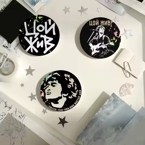 Singer Viktor Tsoi Rock Musician Laser Badge Pins Handmade Brooches for Backpack Gifts Bag Decor Fan
