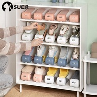 SUERHD Shoe Rack, Double Layer Adjustable Double Stand Shelf,  Plastic Space Savers Durable Cabinets Shoe Storage Home
