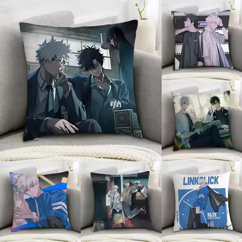 Anime L-Link C-Click Pillow Case Sofa Decorative Home Double-sided Print Plush Square Throw Pillow C