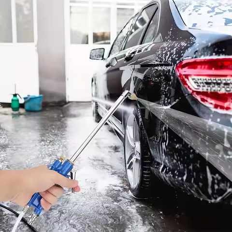 Pneumatic Wash Gun High Pressure Long Nozzle Engine Oil Cleaner 109cm Flexible Hose Alloy Copper EU