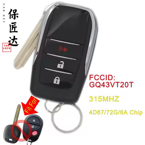 BaoJiangDa For Toyota Highlander Sienna Tacoma Tundra 3B Flip Remote Car Key FCC ID:GQ43VT20T CHIP 4