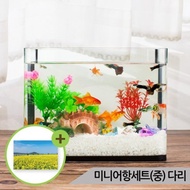 Mini fish tank set (medium) glass fish tank guppy aquarium set with leg decoration