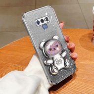 For Samsung Galaxy Note 9 Case Shockproof Electroplated TPU Cartoon Bear Stand Phone Casing For Samsung Note9 Case Back Cover