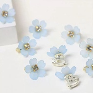 10pcTEUMDIY Wig Dirty Braid Jewelry Accessories White Flower with Diamond Hair Clip Hair FL260916