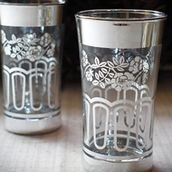早期玻璃杯-繪銀花草