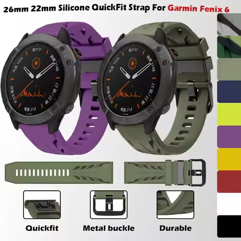 22mm 26mm QuickFit Strap for Garmin Fenix 6 6x Pro Silicone Bands for Garmin Fenix 7x 7x Pro Fenix 8