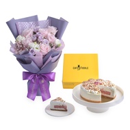 FarEastFlora.com - Flowers with Cat & the Fiddle Lychee Rose Frozen Cheesecake (Halal-certified) - M