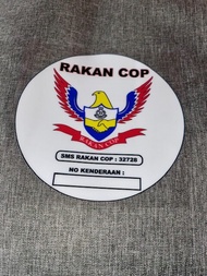 RC Rakan Cop White Round Windscreen Windshield Sticker Cermin Car Decal