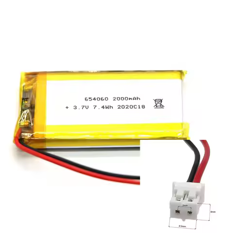 3.7V 2000Mah 654060 Li-Ion Li-Polymer Li Battery 2.0 JST 2Pin For ELECTRIC TOYS TABLET MOBILE POWER 
