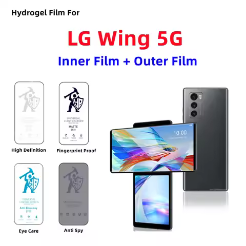 2pcs HD Hydrogel Film For LG Wing 5G Matte Screen Protector For LG Wing 5G Privacy Matte Inner And O