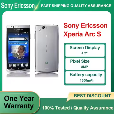 Sony Ericsson Xperia Arc S LT18 LT18i Refurbished Unlocked Original Bluetooth 8MP 4.2" inches Phone 