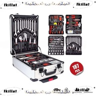 FKILA 187Pcs Tools Set, Wheeled Trolley Carbon Steel Tool Box Set, Portable Trolley Box Type Profess