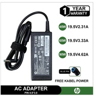 PAVILLION Laptop Charger Adapter hp Original Blue Pin 4.5x3.0mm 19.5V 45W 65W 90W Pillion Free Power