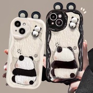 Fashion Phone Casing For OPPO A5 A6 A3 Pro A5S A12 A12E A60 A3X A38 A18 A17 High end 3D Panda Ear Ph