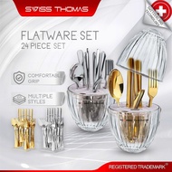 Swiss Thomas Cutlery Set 24 pcs Stainless Steel Cutlery Spoon & Fork Cutlery Tableware Set Sudu dan 