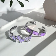 Ring for Women New Sweet Cool Purple Glaze Flower Fashion Light Luxury Ring Unique Design Index Fing